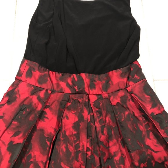 Womens Lauren Ralph Lauren Black Red Sleeveless Floral A-Line Dress 10 - Picture 3 of 9